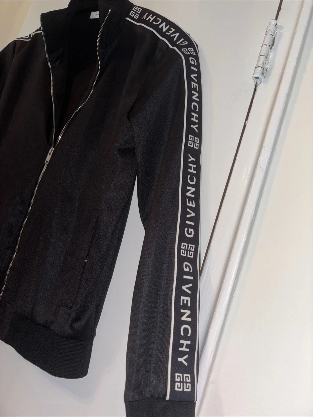 Givenchy Black Zip-Up Track Jacket with Logo Tape